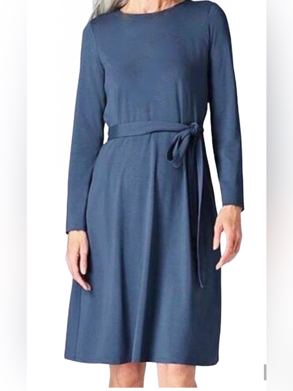 NEW J.JILL WEAREVER COLLECTION BLUE TWILIGHT BELTED DRESS SZ XS
